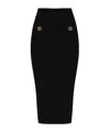 Balmain Ribbed High Waist Midi Skirt With Button Detailing In Black