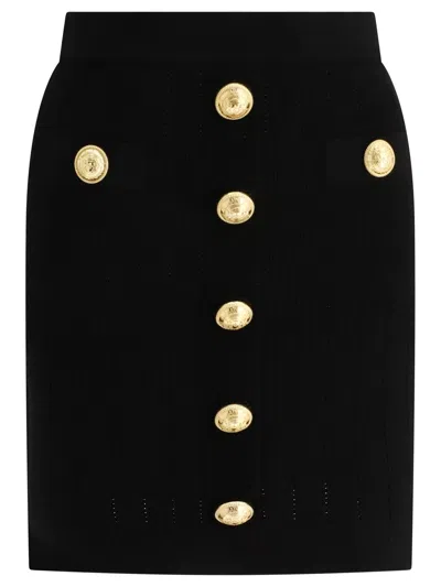 BALMAIN RIBBED SKIRT WITH BUTTONS SKIRTS