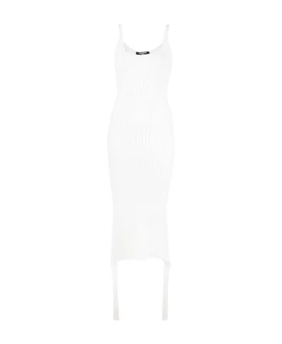 BALMAIN RIBBED SLEEVELESS MIDI DRESS