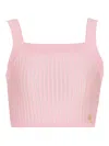Balmain Ribbed Square-neck Top In Pink