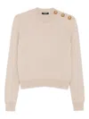 Balmain Eco-cashmere Button Sweater Sweaters And Cardigans Beige In Multi