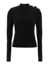 Balmain High Collar Ls Btn Gold In Black