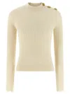 Balmain Ribbed Sweater Sweaters And Cardigans White In Neutral