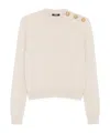 Balmain Eco-cashmere Button Sweater Sweaters And Cardigans Beige In White