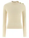 Balmain Ribbed Sweater Sweaters And Cardigans White In Neutral