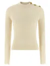 Balmain Ribbed Sweater Sweaters And Cardigans White In Neutral