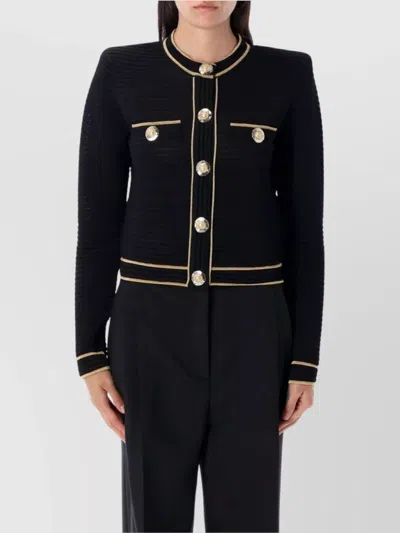 BALMAIN RIBBED TEXTURE BUTTONED KNIT CARDIGAN