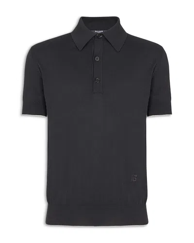 Balmain Ribbed Trim Knit Polo Shirt In Multi