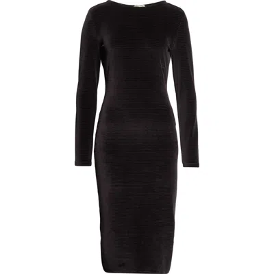 Balmain Ribbed Velvet Open Back Maxi Dress In Black