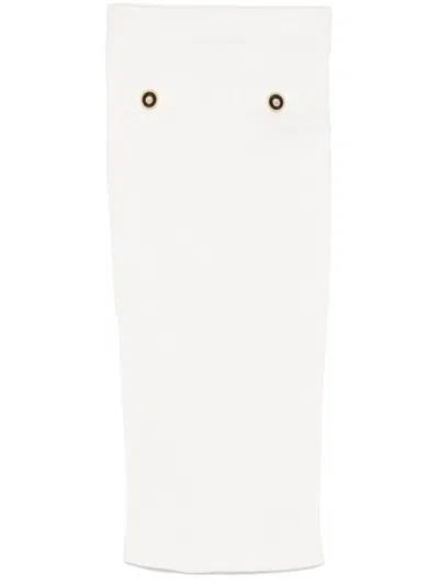 Balmain Ribbed White Midi Skirt