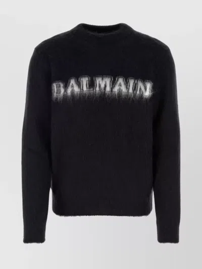 BALMAIN RIBBED WOOL BLEND CREWNECK SWEATER