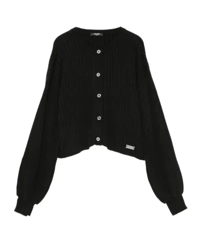 Balmain Ribbed-knit Buttoned Cardigan In Black