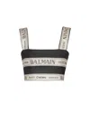 Balmain Cropped Canvas-jacquard Top In Black