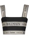Balmain Striped Jacquard Crop Top In Black