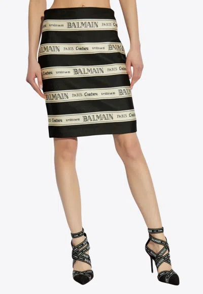 BALMAIN RIBBON JACQUARD MINI SKIRT