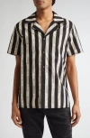 Balmain Striped Logo Print Short-sleeved Shirt In Multi