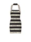 Balmain Black And Ivory Jacquard Knit Mini Dress In Multi