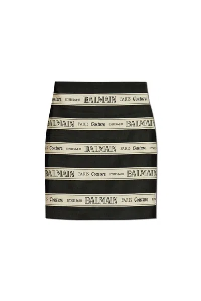 Balmain Ribbon Motif Short Jacquard Skirt In Multi