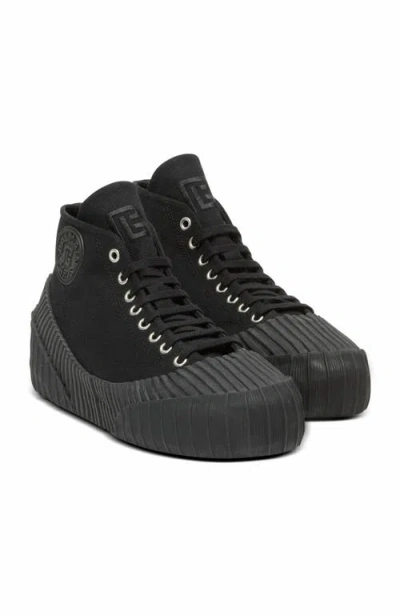Balmain Riff Low Canvas Sneakers In Black
