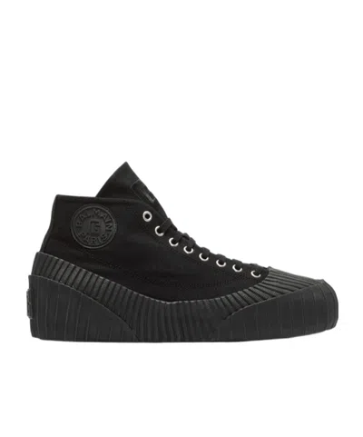Balmain Riff Low Canvas Sneakers In Black