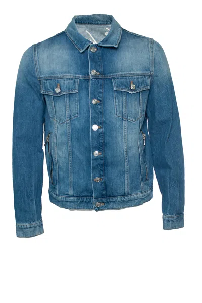 Pre-owned Balmain , Rockstar Logo Blue Denim Jacket.
