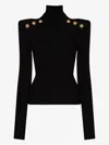 Balmain Button-embellished Ribbed-knit Jumper In Black