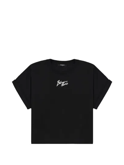 Balmain Rolled-sleeve T-shirt In Black