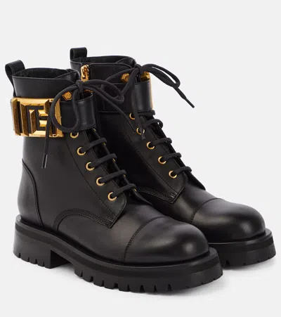 Balmain Romy Leather Lace-up Boots In Black