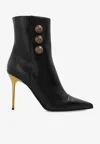 Balmain Women's Pointed Toe Logo Accent High Heel Ankle Booties In Black