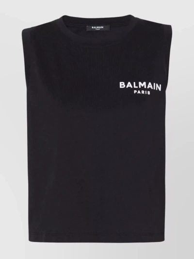 Balmain Roomy Armholes Sleeveless Tank Top In Black