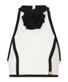 Balmain Rose-appliqué Halterneck Top In Black
