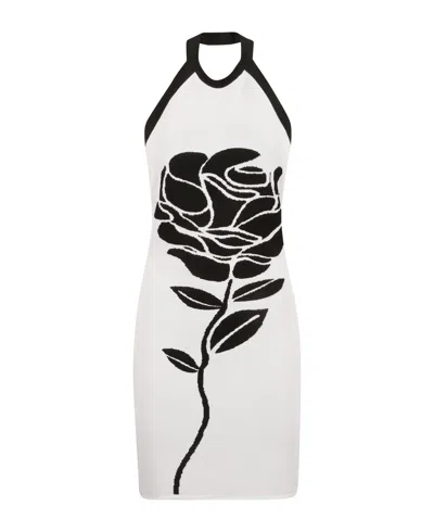 Balmain Rose Mini Dress In White