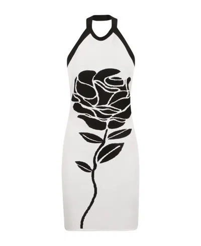 Balmain Rose Mini Dress In White