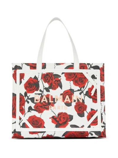 Balmain B-army Canvas Tote Bag In Red
