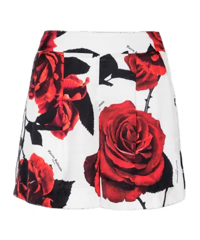BALMAIN BALMAIN ROSE PRINTED SATIN SHORTS