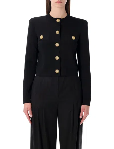 BALMAIN BALMAIN LION-BUTTON BLACK CARDIGAN
