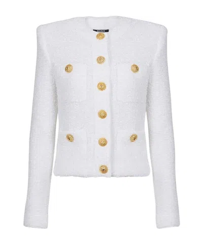 Balmain Tweed Jacket In White