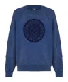 Balmain Coin Embroidered Crewneck Sweatshirt In Blue