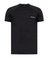 Balmain Round-collar Short-sleeve Swimsuit In Black