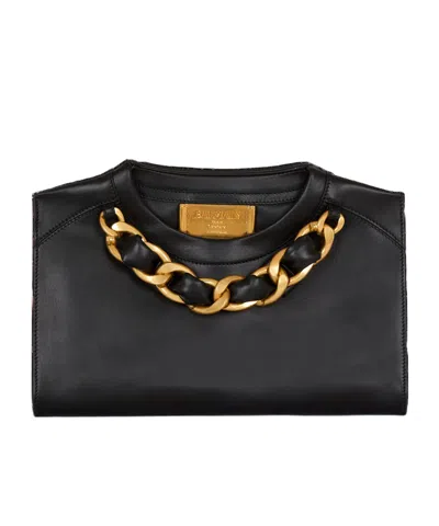 Balmain Round Collar Zipper Clutch In Black