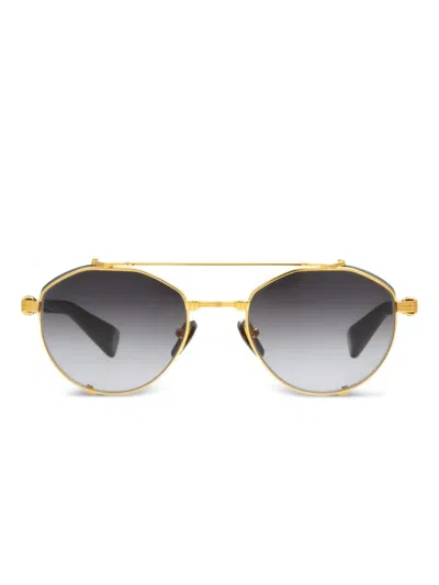 Balmain Round-frame Sunglasses In Gold