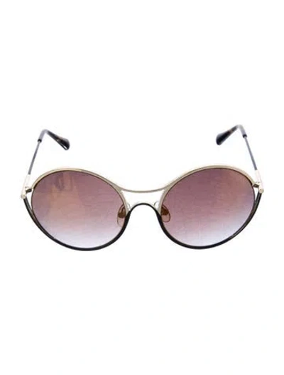Pre-owned Balmain Round Gradient Sunglasses In Black