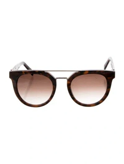Pre-owned Balmain Round Gradient Sunglasses In Brown