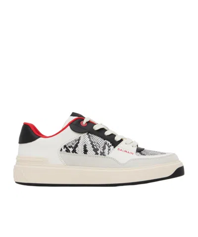 Balmain Round Head Fastened With Low-top Casual Sneakers In White