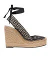 Balmain Alex Monogram Ankle-tie Wedge Espadrilles In Nude