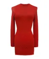 Balmain Round Neck Crocodile Print Bodycon Dress In Red
