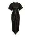 Balmain Asymmetric Midi Leather Dress In Black