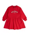Balmain Round Neck Long Sleeve Dress In Red