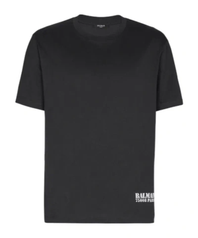 Balmain Round Neck Short Sleeve T-shirt In Black