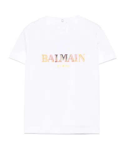Balmain Round Neck Short Sleeve T-shirt In White